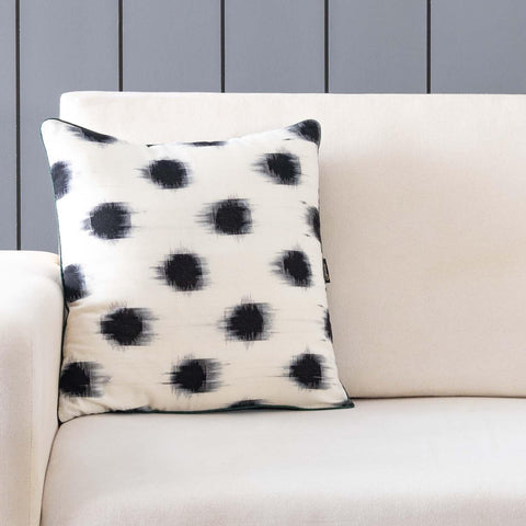 Ikat Cushion Cover – White Base with Black Spot 16x16 - Eyaas