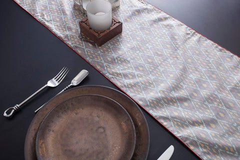 Winter Cheer Silk Table Runner, Grey - Eyaas