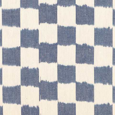 White & Blue Checkered Ikat Upholstery Fabric 20x20 - Eyaas