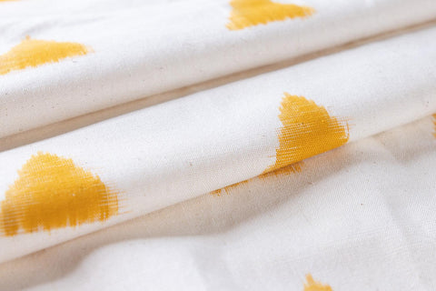 Upholstery Fabric White & Yellow - Handloom Ikat 20x20 - Eyaas