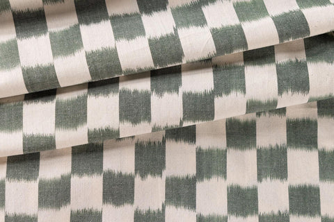 Upholstery Fabric Green & White - Double Ikat 20x20 - Eyaas