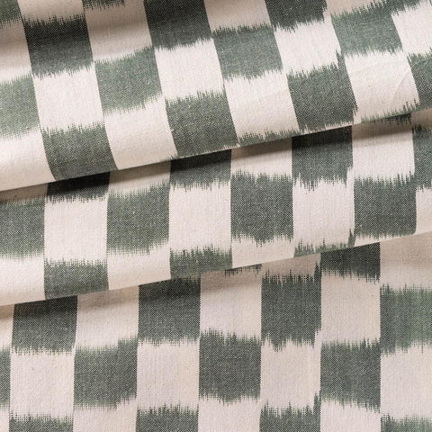 Upholstery Fabric Green & White - Double Ikat 20x20 - Eyaas