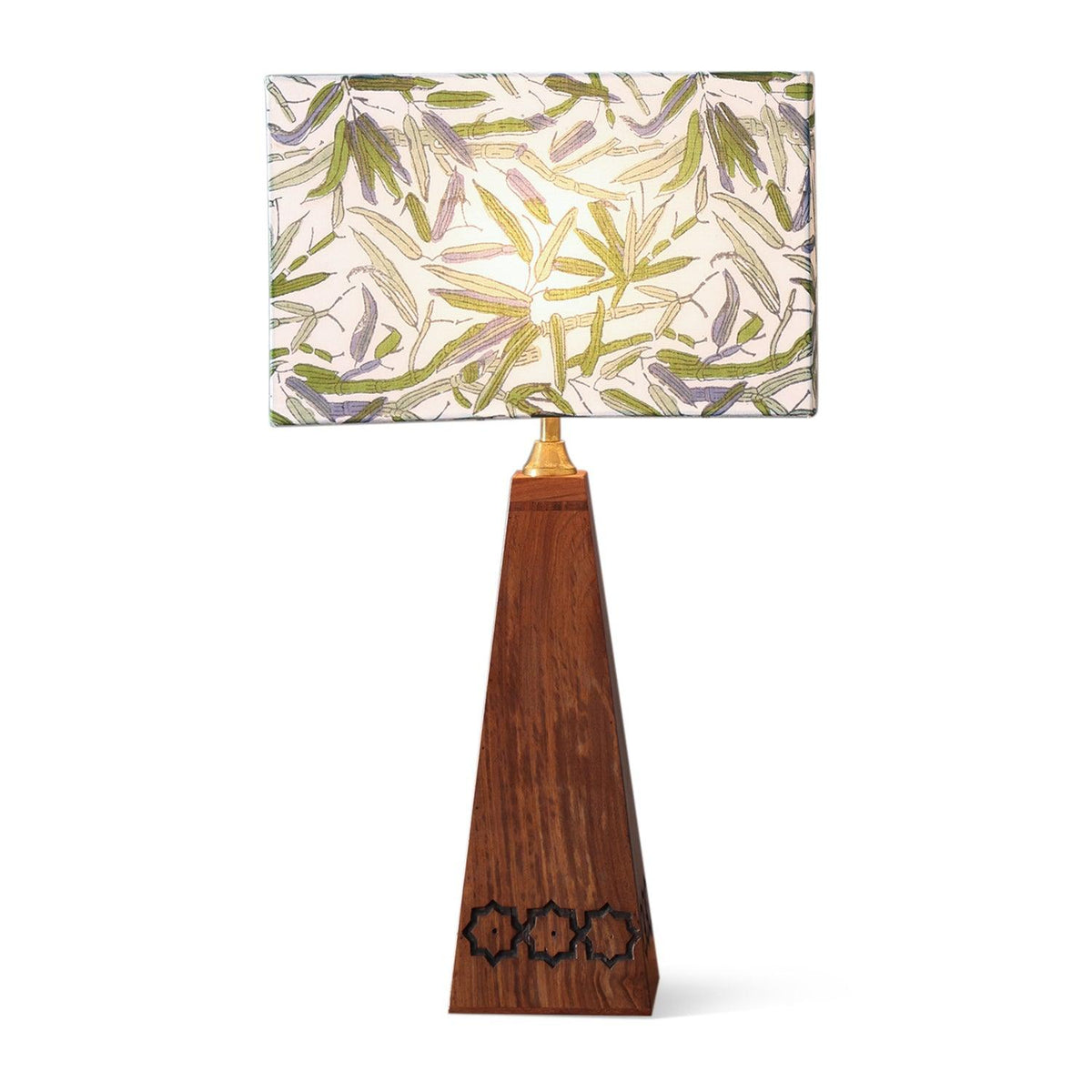 Leaf Blockprint Rectangular Lampshade, 13x6x8, Green & Blue - Eyaas