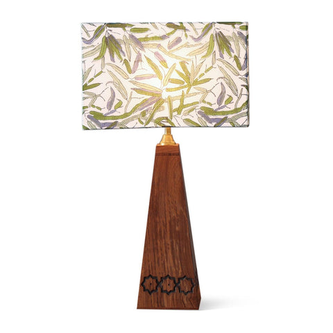 Leaf Blockprint Rectangular Lampshade, 13x6x8, Green & Blue - Eyaas