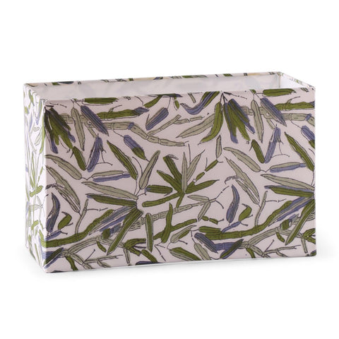 Leaf Blockprint Rectangular Lampshade, 13x6x8, Green & Blue - Eyaas