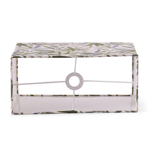 Leaf Blockprint Rectangular Lampshade, 13x6x8, Green & Blue - Eyaas