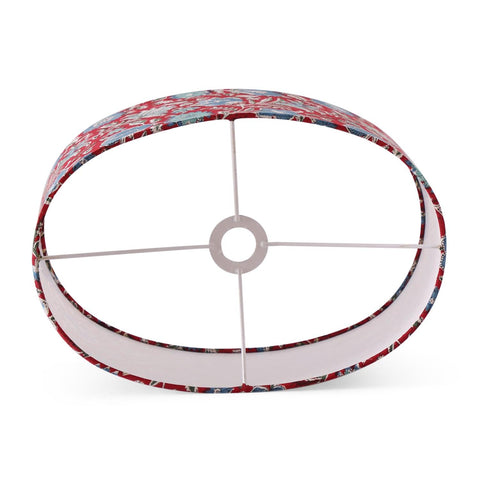 Ajrakh Blockprint Drum Lampshade, 13x9x6, Red & Blue - Eyaas