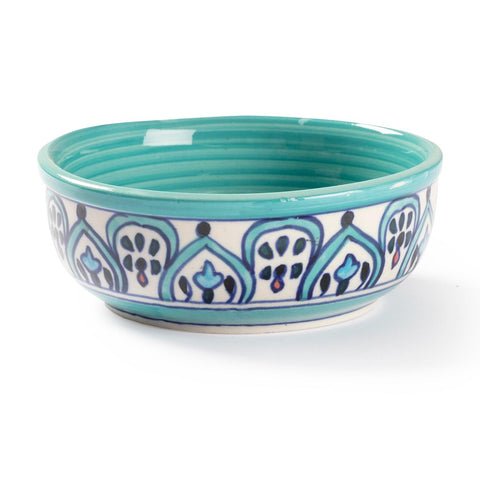 Handpainted Ceramic Bowl - 6x2.5 inches, Turquoise - Eyaas