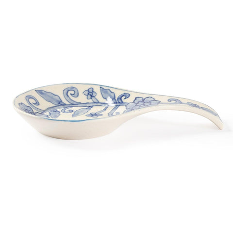 Hand Painted Ceramic Spoon Rests - 9x5.5, Blue Jaal - Eyaas