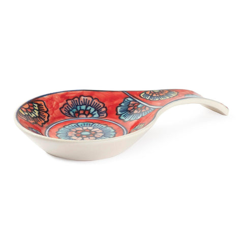 Hand Painted Ceramic Spoon Rests - 9x5.5, Red - Eyaas