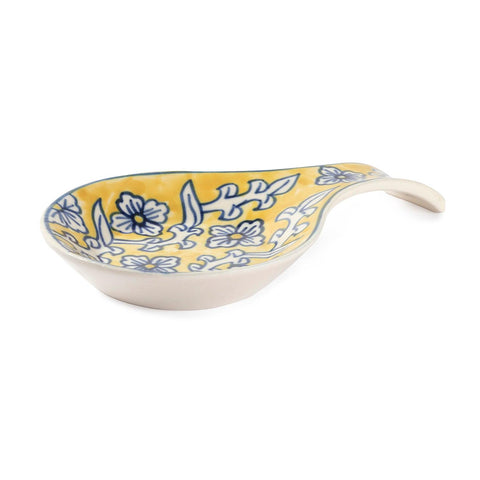 Hand Painted Ceramic Spoon Rests - 9x5.5, Yellow Jaal - Eyaas
