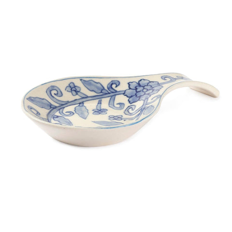 Hand Painted Ceramic Spoon Rests - 9x5.5, Blue Jaal - Eyaas