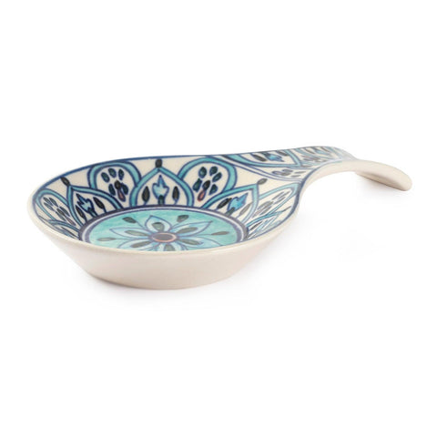 Hand Painted Ceramic Spoon Rests - 9x5.5, Turquoise - Eyaas
