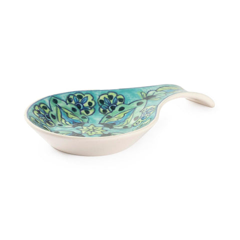 Hand Painted Ceramic Spoon Rests - 9x5.5, Sea Green - Eyaas