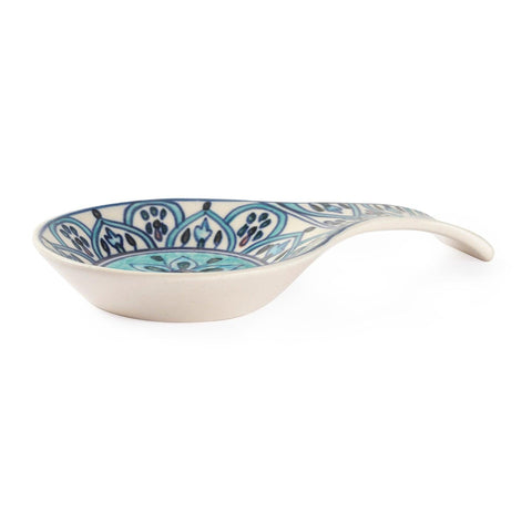 Hand Painted Ceramic Spoon Rests - 9x5.5, Turquoise - Eyaas