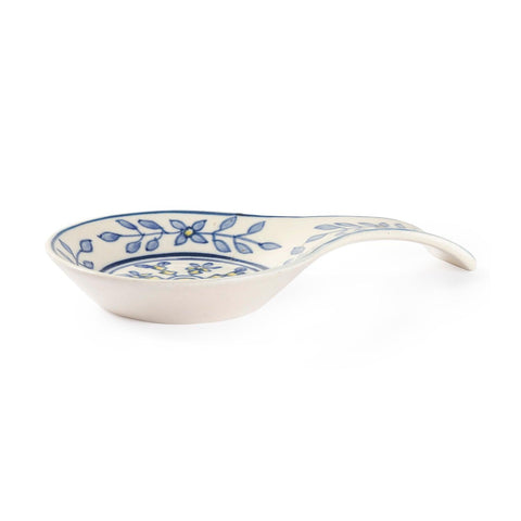 Hand Painted Ceramic Spoon Rests - 9x5.5, Blue & Yellow - Eyaas