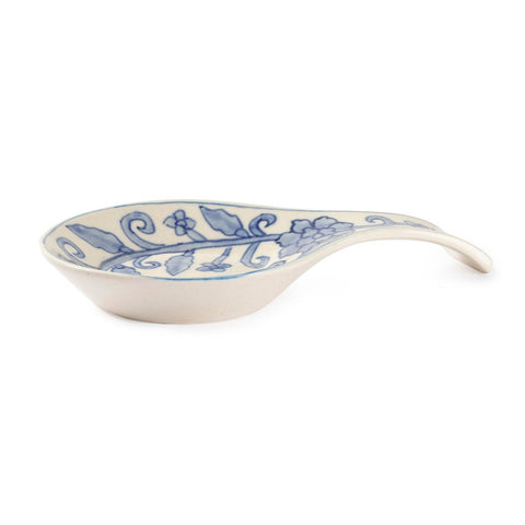 Hand Painted Ceramic Spoon Rests - 9x5.5, Blue Jaal - Eyaas
