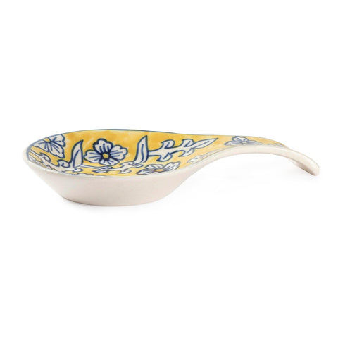 Hand Painted Ceramic Spoon Rests - 9x5.5, Yellow Jaal - Eyaas