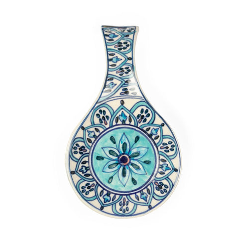 Hand Painted Ceramic Spoon Rests - 9x5.5, Turquoise - Eyaas