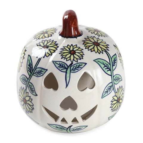 Ceramic Pumpkin Tea Light Holder - Sunflower