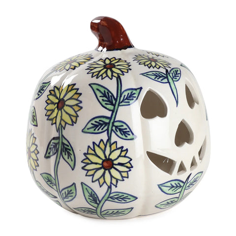 Ceramic Pumpkin Tea Light Holder - Sunflower