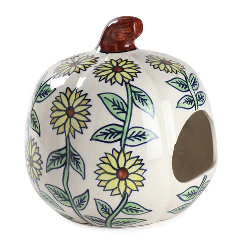 Ceramic Pumpkin Tea Light Holder - Sunflower