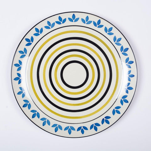 Ceramic Round Quarter Plate 10 Inch, Concentric Circles - Eyaas
