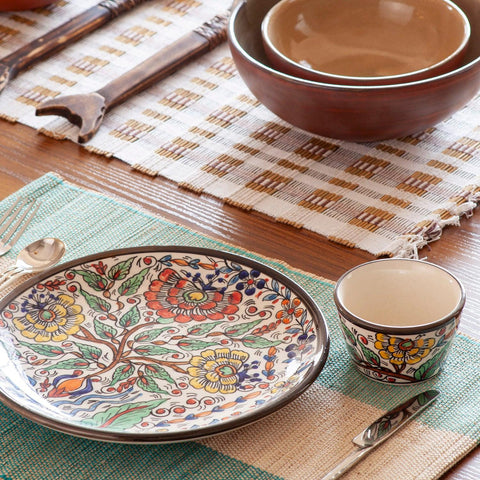 Khurja Ceramic Dnner Plate - 10 Inch, Spring Bloom - Eyaas