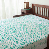 Cotton Double Shade Applique Bed Cover - Lagoon- 90x108