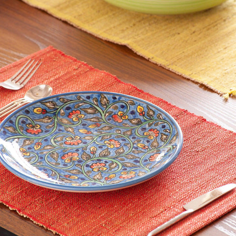 Light Blue Floral Jaal Dinner Plate - 10 Inch - Eyaas