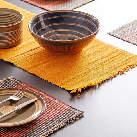 Table Runner Bamboo, 13 x 59 Inches, Orange - Eyaas