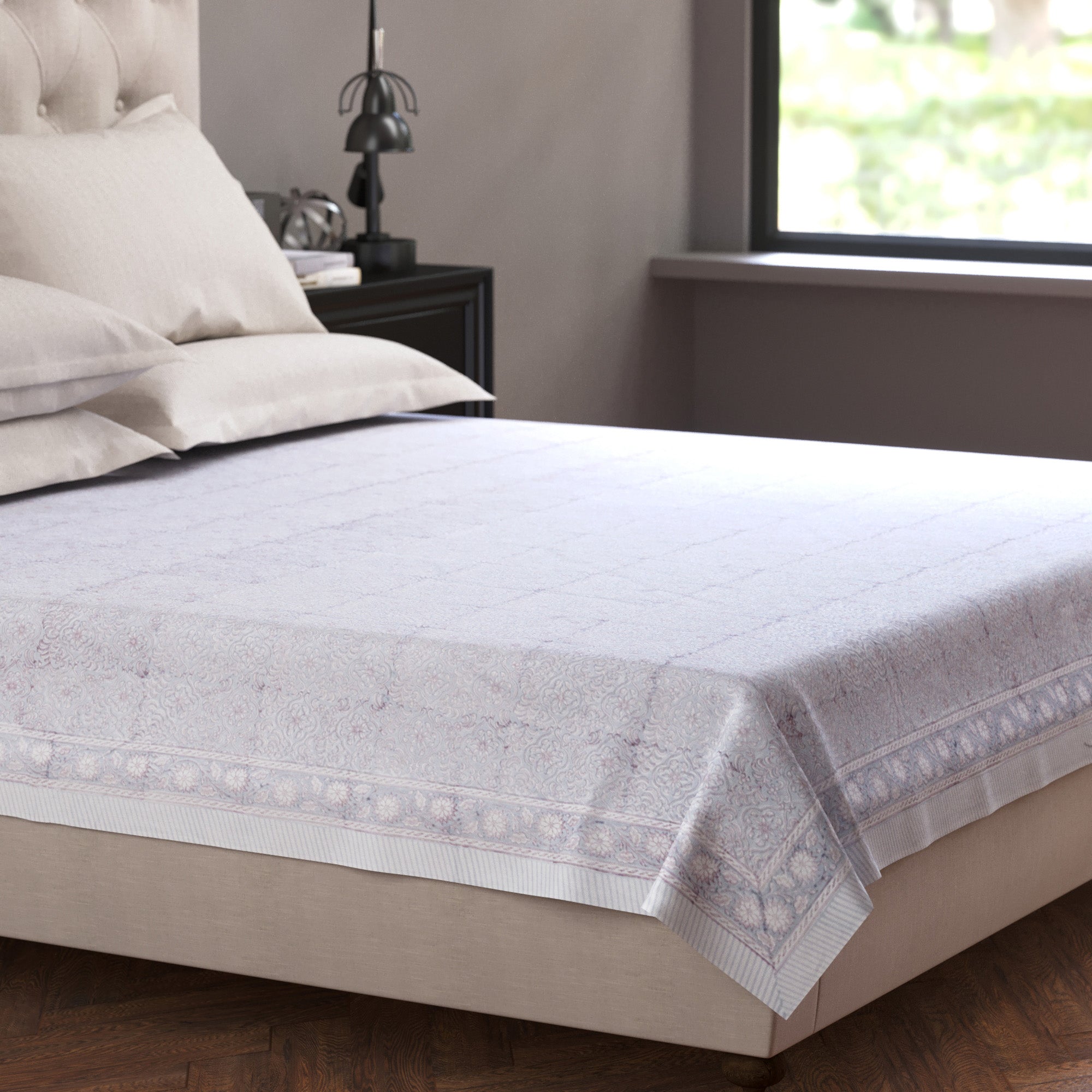 Handblock Printed Bed Linen - River Bed 108x108