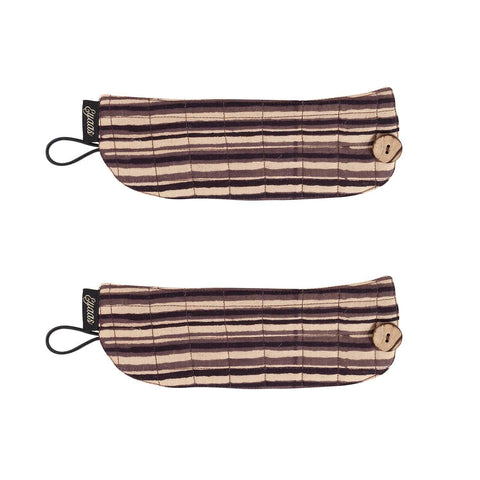 Ajrakh Mug Warmer, Set of 2, Black and Beige, 8x3 Inches - Eyaas