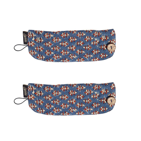 Ajrakh Mug Warmer, Set of 2, Indigo, 8x3 Inches - Eyaas