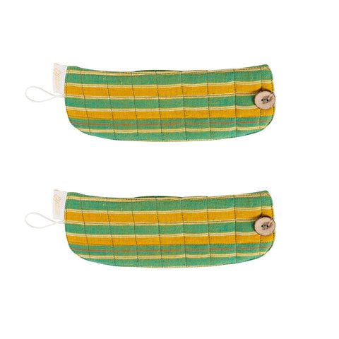 Ajrakh Mug Warmer, Set of 2, Green & Yellow, 8x3 Inches - Eyaas